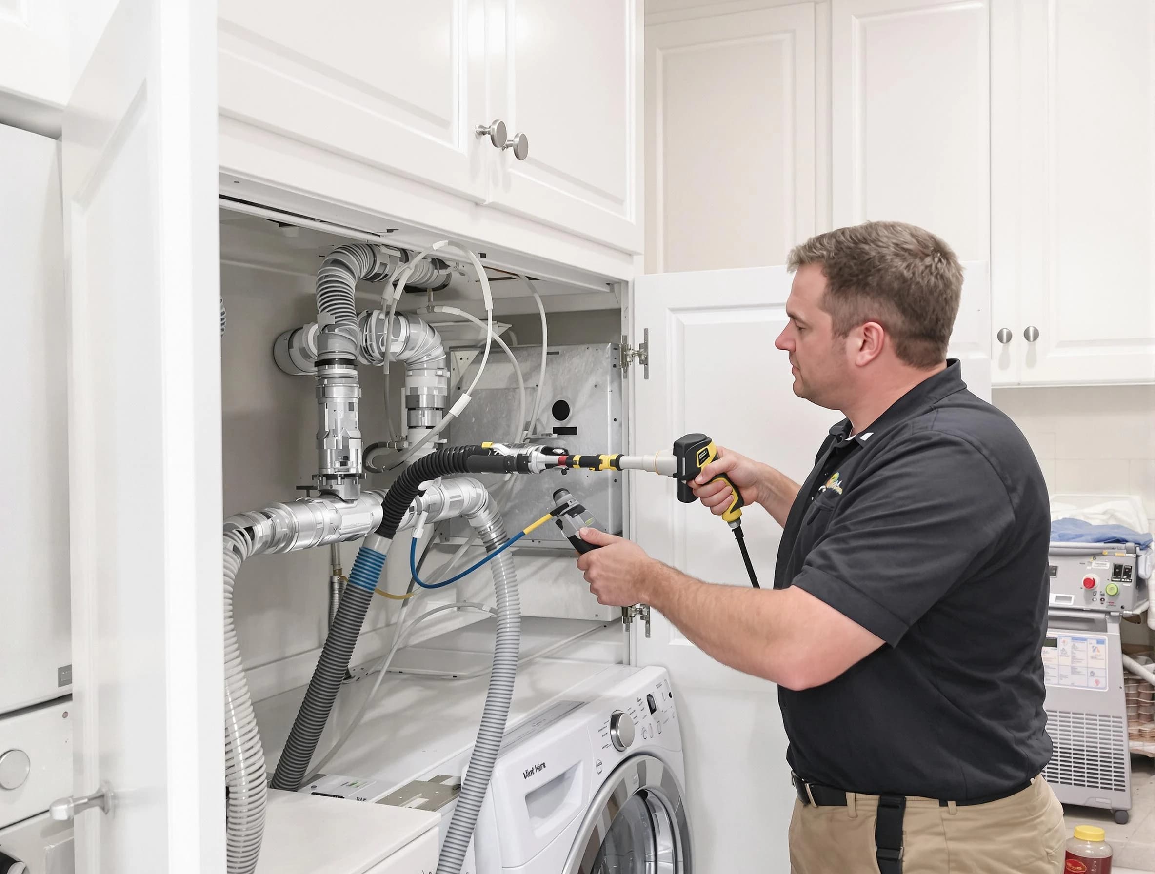 Magna Dryer Vent Cleaning professional removing severe blockage from a clogged dryer vent in Magna