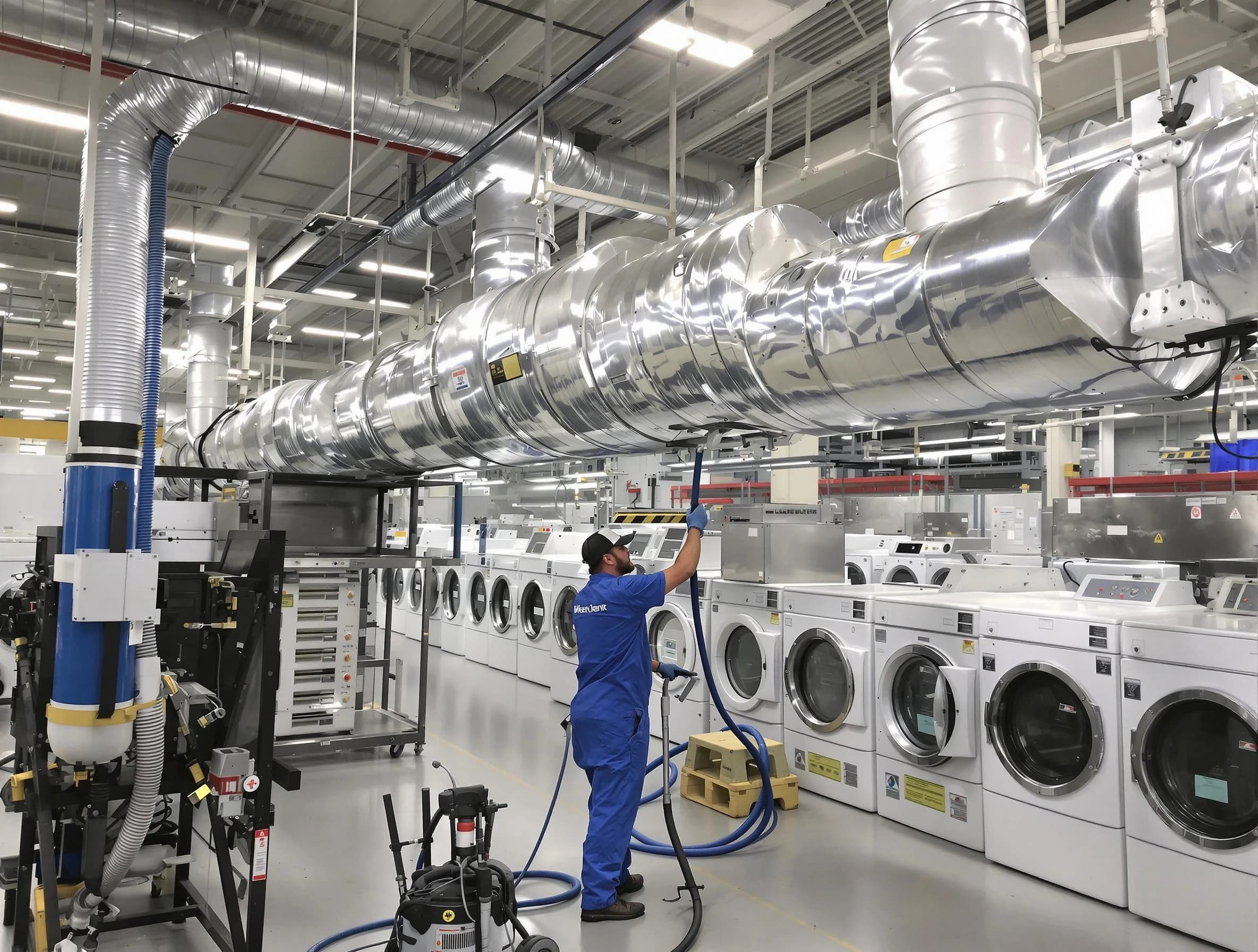 Magna Dryer Vent Cleaning team performing heavy-duty industrial dryer vent cleaning in Magna